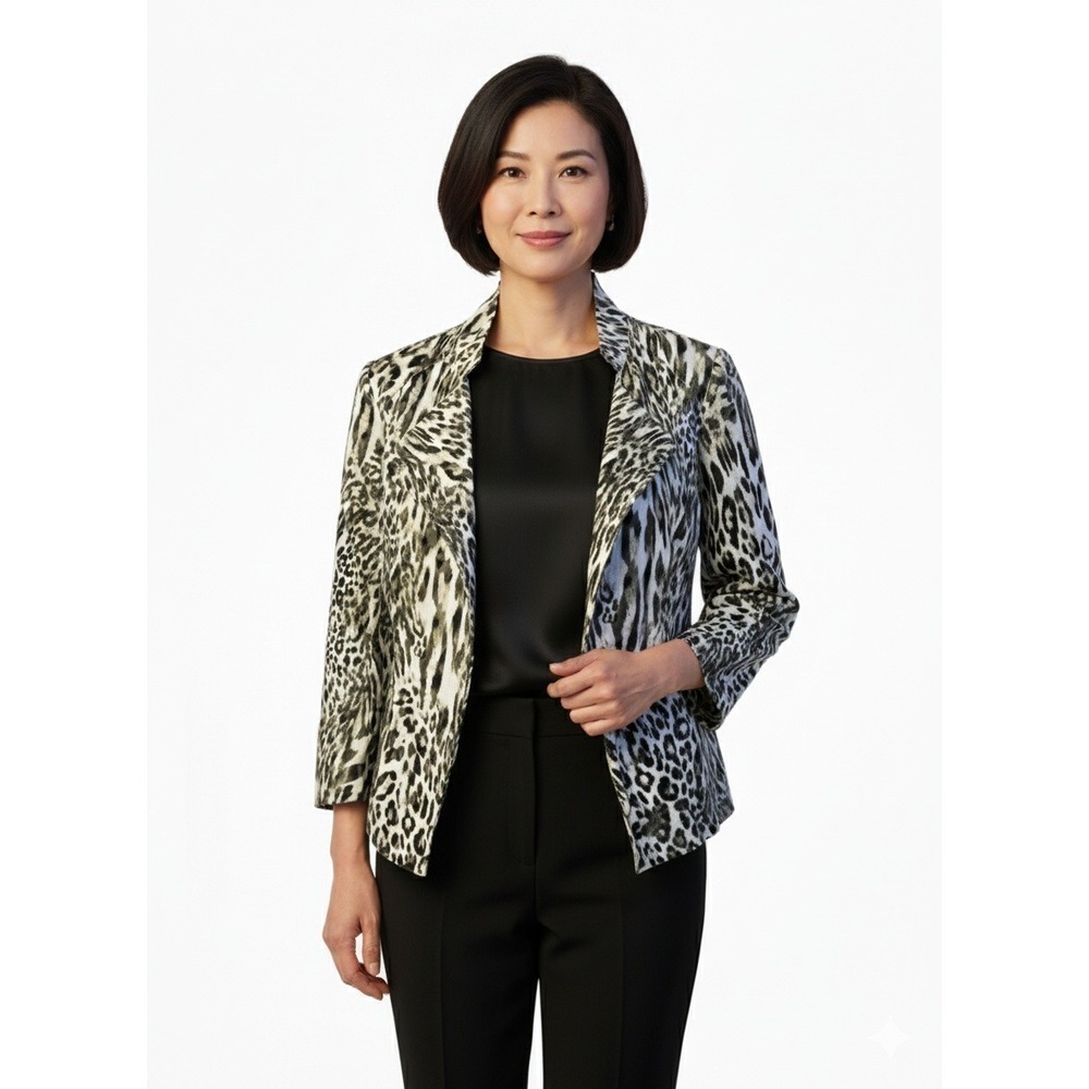 Analogy Animal Print Jacket S2 XL Black and White Blazer Career